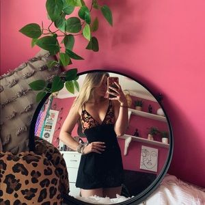 Black and Floral Romper, open back!